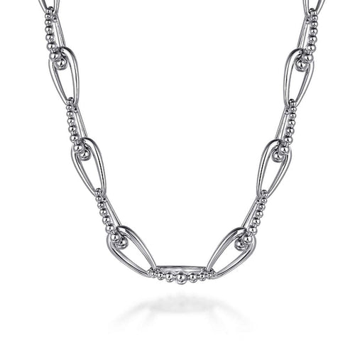 925 Sterling Silver Oval Link Chain Necklace with Bujukan Connectors - NK7598SVJJJ-Gabriel & Co.-Renee Taylor Gallery