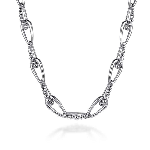 925 Sterling Silver Oval Link Chain Necklace with Bujukan