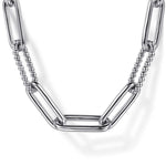 925 Sterling Silver Oval Link Chain Necklace with Bujukan Stations - NK7111SVJJJ-Gabriel & Co.-Renee Taylor Gallery