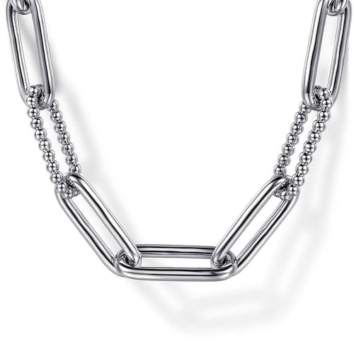 925 Sterling Silver Oval Link Chain Necklace with Bujukan Stations - NK7111SVJJJ-Gabriel & Co.-Renee Taylor Gallery