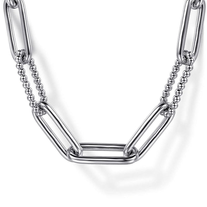925 Sterling Silver Oval Link Chain Necklace with Bujukan Stations - NK7111SVJJJ-Gabriel & Co.-Renee Taylor Gallery