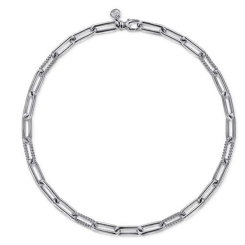925 Sterling Silver Oval Link Chain Necklace with Bujukan Stations - NK7111SVJJJ-Gabriel & Co.-Renee Taylor Gallery