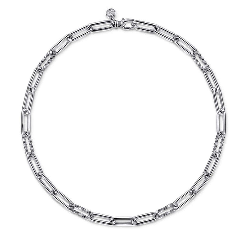 925 Sterling Silver Oval Link Chain Necklace with Bujukan Stations - NK7111SVJJJ-Gabriel & Co.-Renee Taylor Gallery