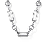 925 Sterling Silver Paper Clip Chain Necklace with Bujukan Connectors - NK7483SVJJJ-Gabriel & Co.-Renee Taylor Gallery