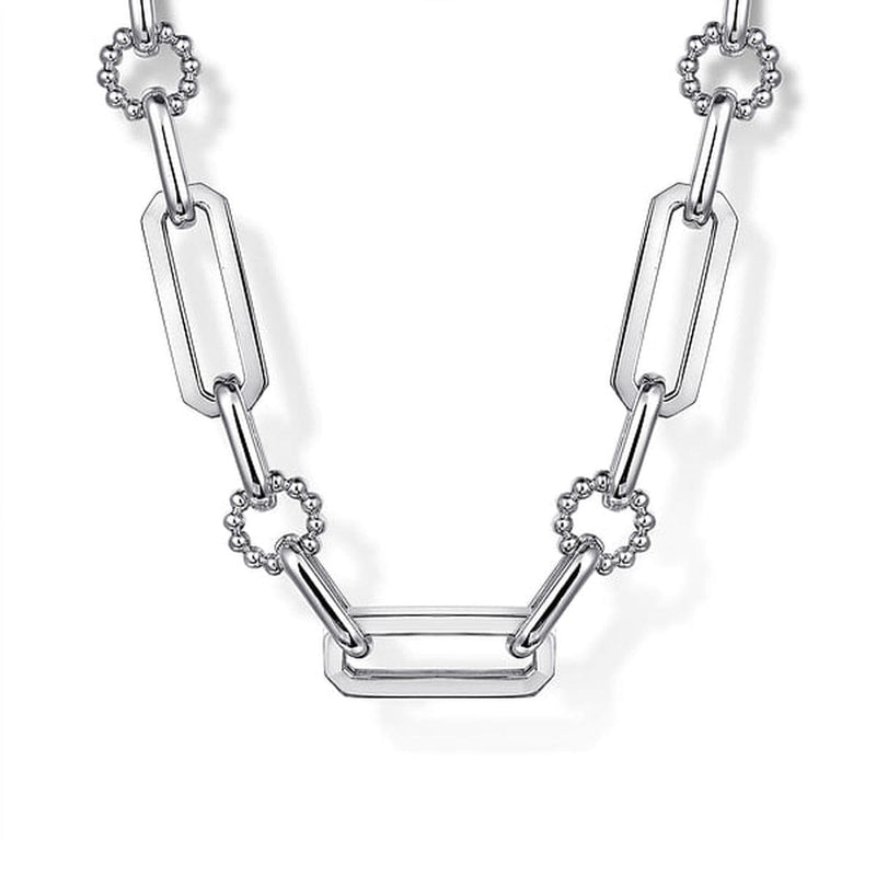 925 Sterling Silver Paper Clip Chain Necklace with Bujukan Connectors - NK7483SVJJJ-Gabriel & Co.-Renee Taylor Gallery