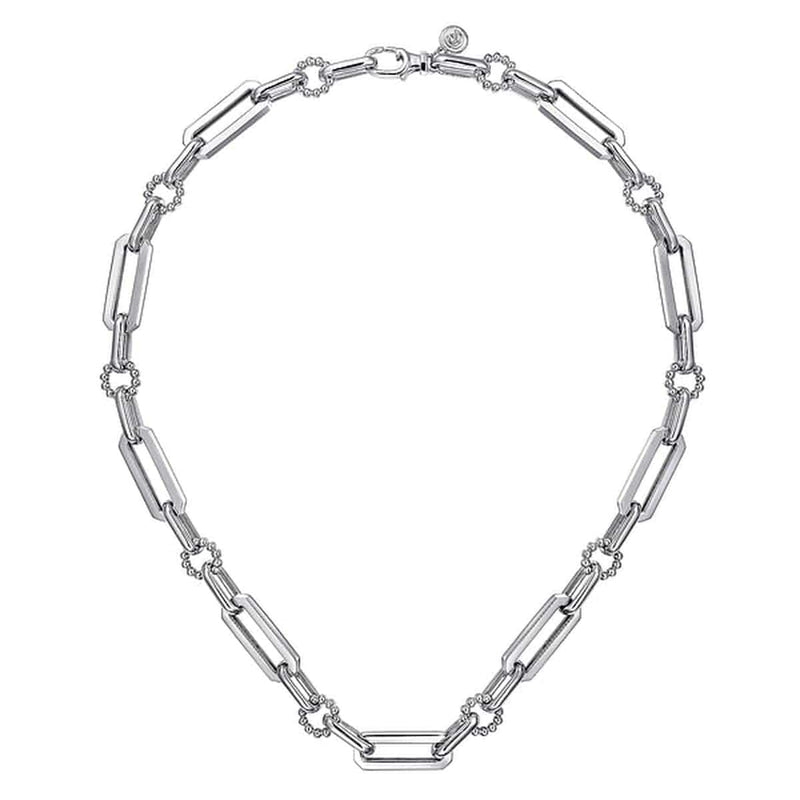 925 Sterling Silver Paper Clip Chain Necklace with Bujukan Connectors - NK7483SVJJJ-Gabriel & Co.-Renee Taylor Gallery