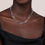 925 Sterling Silver Paper Clip Chain Necklace with Bujukan Connectors - NK7483SVJJJ-Gabriel & Co.-Renee Taylor Gallery