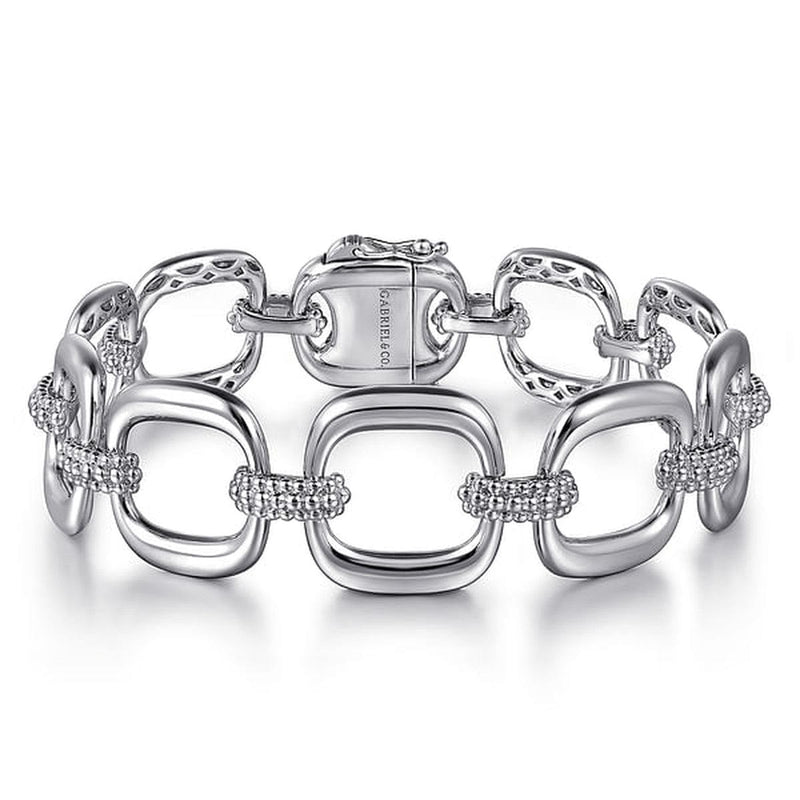 925 Sterling Silver Pavé Bujukan And Cushion Shape Link Chain Bracelet - TB4960SVJJJ-Gabriel & Co.-Renee Taylor Gallery