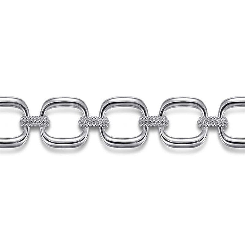925 Sterling Silver Pavé Bujukan And Cushion Shape Link Chain Bracelet - TB4960SVJJJ-Gabriel & Co.-Renee Taylor Gallery