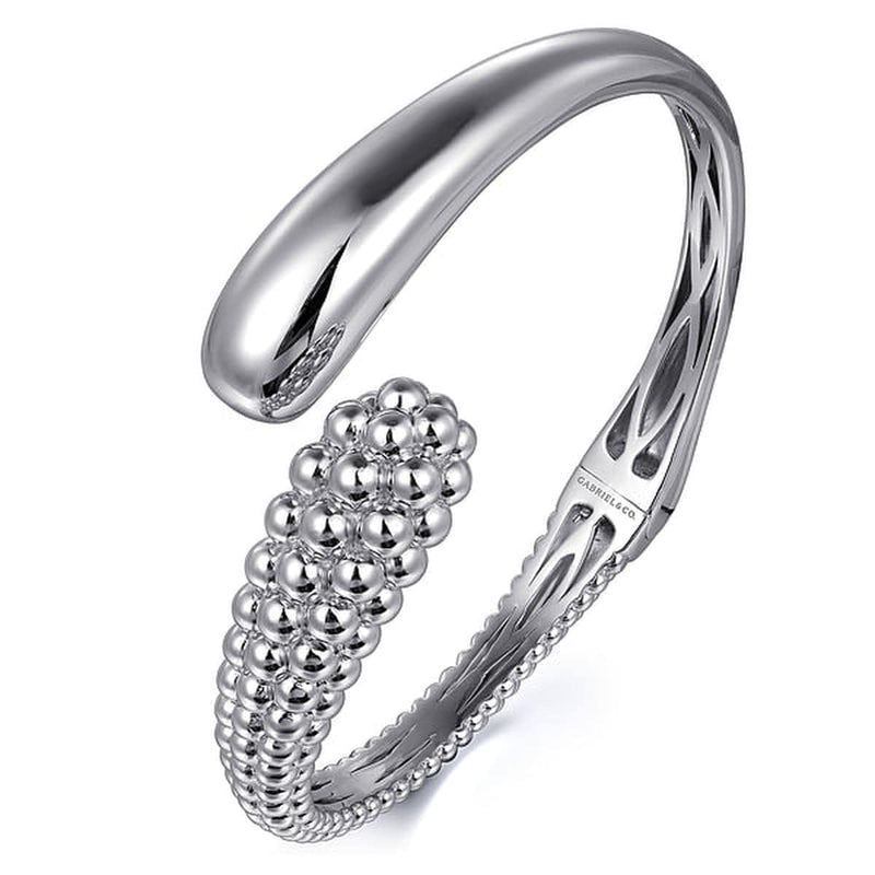 925 Sterling Silver Pavé Bujukan Bypass Bangle - BG4955-62SVJJJ-Gabriel & Co.-Renee Taylor Gallery