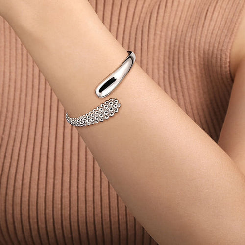 925 Sterling Silver Pavé Bujukan Bypass Bangle - BG4955-62SVJJJ-Gabriel & Co.-Renee Taylor Gallery