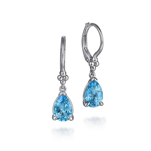 925 Sterling Silver Pear Blue Topaz Bujukan Drop Earrings - EG15424SVJBT-Gabriel & Co.-Renee Taylor Gallery