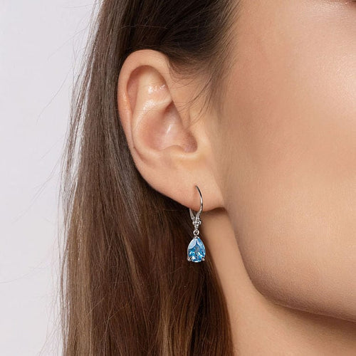 925 Sterling Silver Pear Blue Topaz Bujukan Drop Earrings - EG15424SVJBT-Gabriel & Co.-Renee Taylor Gallery