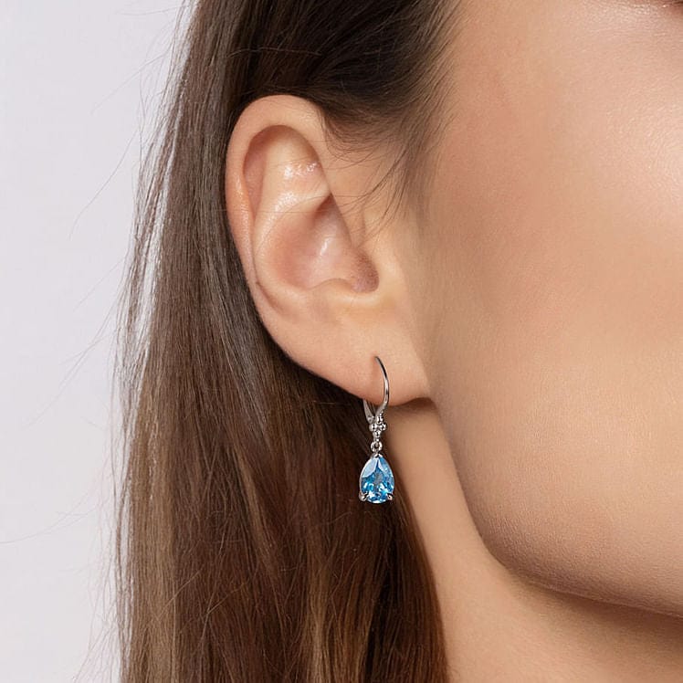 925 Sterling Silver Pear Blue Topaz Bujukan Drop Earrings - EG15424SVJBT-Gabriel & Co.-Renee Taylor Gallery