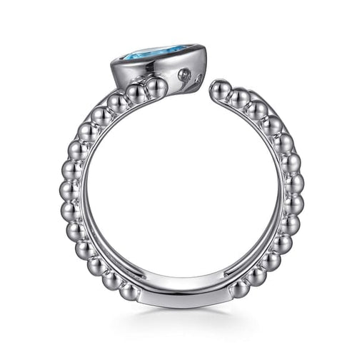925 Sterling Silver Pear Blue Topaz Bujukan Open Ring - LR52871SVJBT-Gabriel & Co.-Renee Taylor Gallery