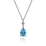 925 Sterling Silver Pear Blue Topaz Bujukan Pendant Necklace - NK7902SVJBT-Gabriel & Co.-Renee Taylor Gallery