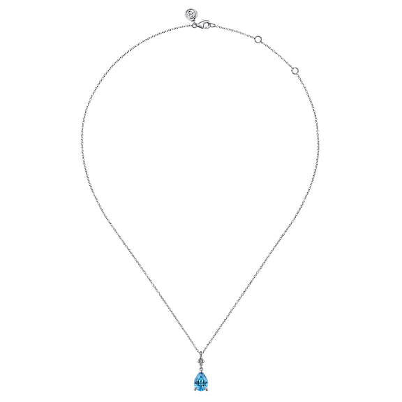 925 Sterling Silver Pear Blue Topaz Bujukan Pendant Necklace - NK7902SVJBT-Gabriel & Co.-Renee Taylor Gallery