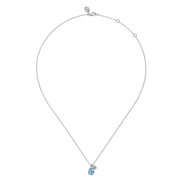 925 Sterling Silver Pear Blue Topaz Bujukan Pendant Necklace - NK7929SVJBT-Gabriel & Co.-Renee Taylor Gallery