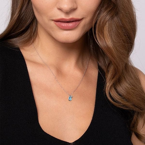 925 Sterling Silver Pear Blue Topaz Bujukan Pendant Necklace - NK7929SVJBT-Gabriel & Co.-Renee Taylor Gallery