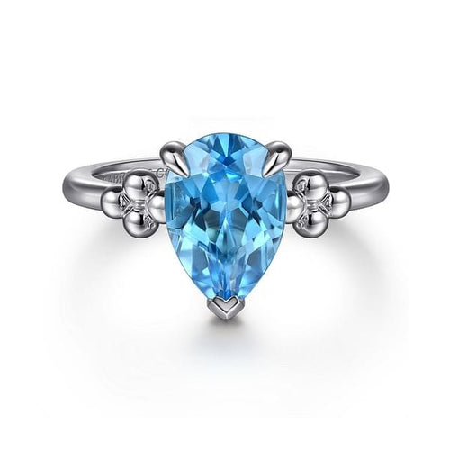 925 Sterling Silver Pear Blue Topaz Bujukan Ring - LR52853SVJBT-Gabriel & Co.-Renee Taylor Gallery