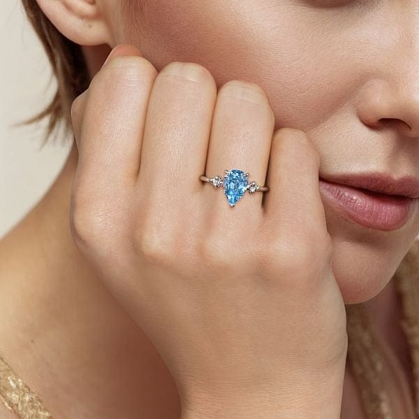 925 Sterling Silver Pear Blue Topaz Bujukan Ring - LR52853SVJBT-Gabriel & Co.-Renee Taylor Gallery