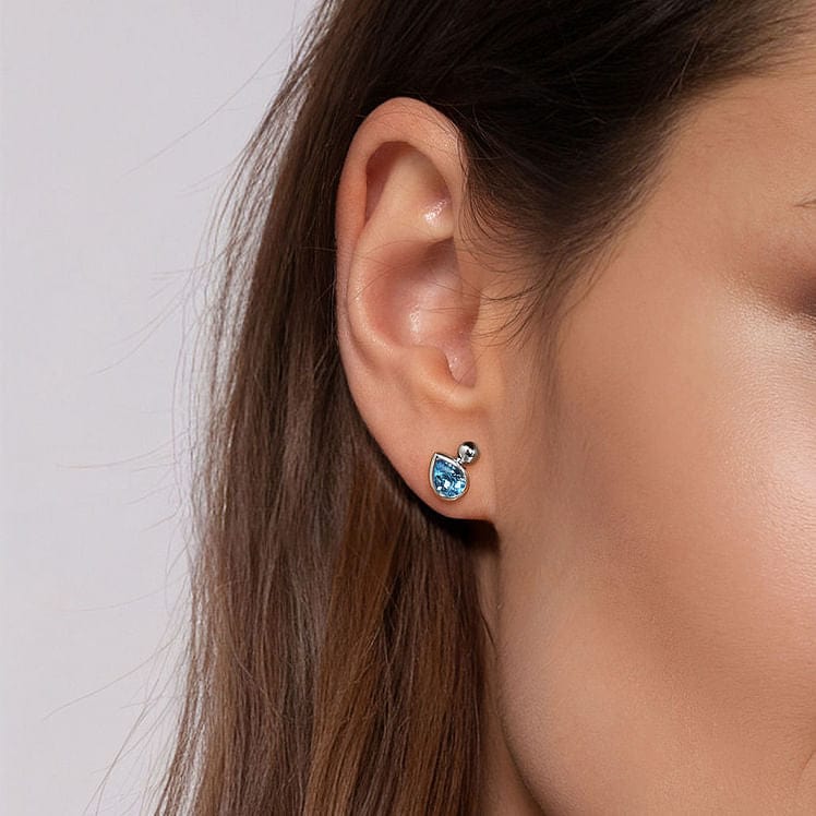 925 Sterling Silver Pear Blue Topaz Bujukan Stud Earrings - EG15437SVJBT-Gabriel & Co.-Renee Taylor Gallery