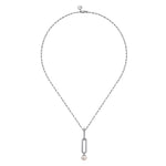 925 Sterling Silver Pearl Bujukan Drop Necklace - NK7477SVJPB-Gabriel & Co.-Renee Taylor Gallery