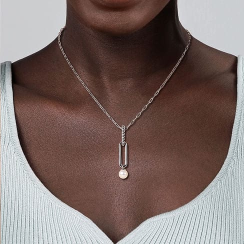 925 Sterling Silver Pearl Bujukan Drop Necklace - NK7477SVJPB-Gabriel & Co.-Renee Taylor Gallery