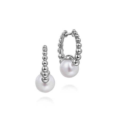 925 Sterling Silver Pearl Bujukan Huggie in size 15mm - EG14995SVJPB-Gabriel & Co.-Renee Taylor Gallery