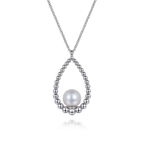 925 Sterling Silver Pearl Bujukan Teardrop Necklace - NK7478SVJPB-Gabriel & Co.-Renee Taylor Gallery