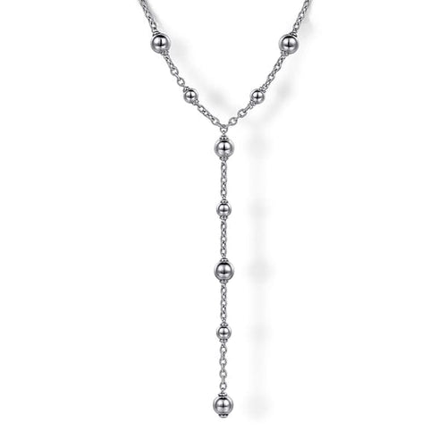 925 Sterling Silver Round Beads Necklace - NK7101-24SVJJJ-Gabriel & Co.-Renee Taylor Gallery