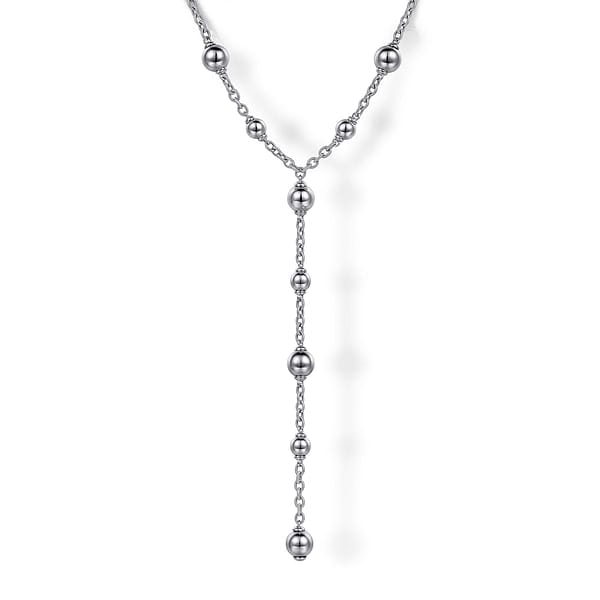 925 Sterling Silver Round Beads Necklace - NK7101-24SVJJJ-Gabriel & Co.-Renee Taylor Gallery