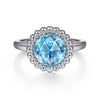 925 Sterling Silver Round Blue Topaz Bezel Set Ring with Bujukan Bead Halo - LR51792SVJBT-Gabriel & Co.-Renee Taylor Gallery