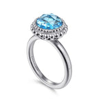 925 Sterling Silver Round Blue Topaz Bezel Set Ring with Bujukan Bead Halo - LR51792SVJBT-Gabriel & Co.-Renee Taylor Gallery