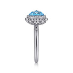 925 Sterling Silver Round Blue Topaz Bezel Set Ring with Bujukan Bead Halo - LR51792SVJBT-Gabriel & Co.-Renee Taylor Gallery