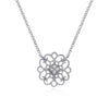 925 Sterling Silver Round Filigree White Sapphire Pendant Necklace - NK4333SVJWS-Gabriel & Co.-Renee Taylor Gallery