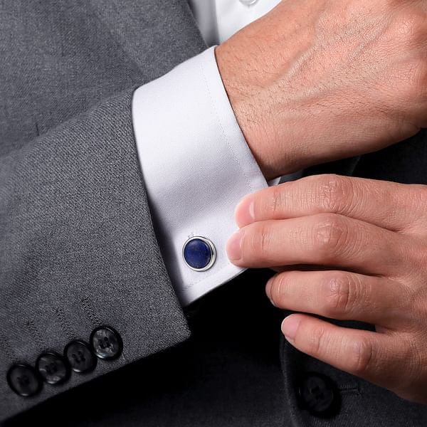 925 Sterling Silver Round Lapis Cufflinks - CL43SVJLP-Gabriel & Co.-Renee Taylor Gallery