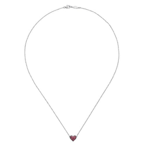 925 Sterling Silver Ruby Pave Heart Pendant Necklace - NK4325SVJRB-Gabriel & Co.-Renee Taylor Gallery