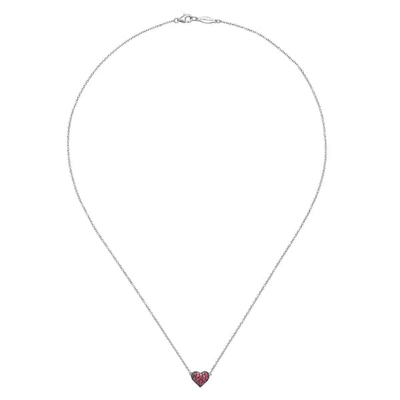 925 Sterling Silver Ruby Pave Heart Pendant Necklace - NK4325SVJRB-Gabriel & Co.-Renee Taylor Gallery