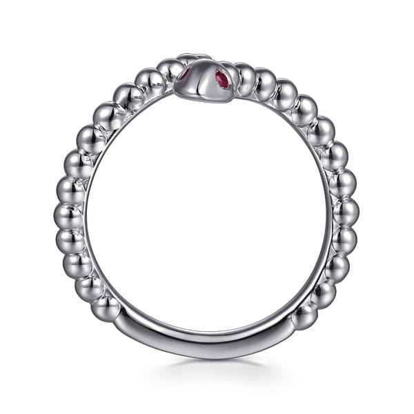 925 Sterling Silver Snake Bujukan Ruby Bypass Ring - LR52866SVJRB-Gabriel & Co.-Renee Taylor Gallery