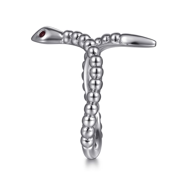925 Sterling Silver Snake Bujukan Ruby Bypass Ring - LR52866SVJRB-Gabriel & Co.-Renee Taylor Gallery