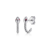 925 Sterling Silver Snake Bujukan Ruby J Hoop Stud Earrings - EG15433SVJRB-Gabriel & Co.-Renee Taylor Gallery