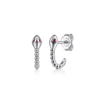 925 Sterling Silver Snake Bujukan Ruby J Hoop Stud Earrings - EG15433SVJRB-Gabriel & Co.-Renee Taylor Gallery