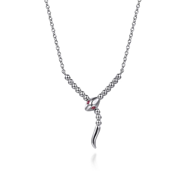 925 Sterling Silver Snake Bujukan Ruby Y Necklace - NK7916SVJRB-Gabriel & Co.-Renee Taylor Gallery