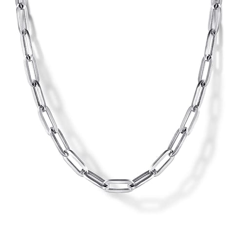 925 Sterling Silver Solid Paper Clip Chain Necklace - NK6769-17SVJJJ-Gabriel & Co.-Renee Taylor Gallery