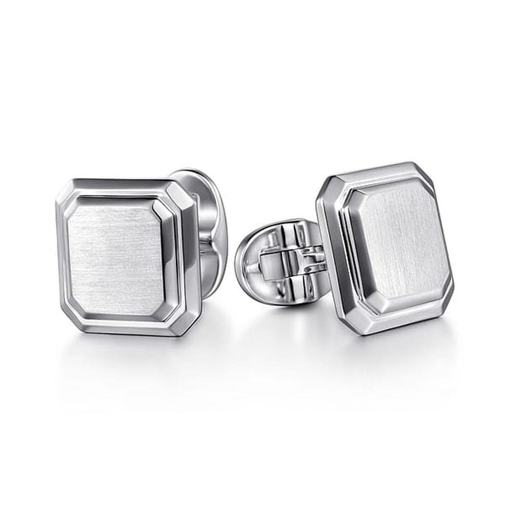 925 Sterling Silver Square Cufflinks - CL37SVJJJ-Gabriel & Co.-Renee Taylor Gallery