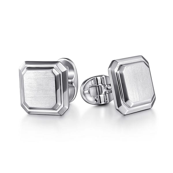 925 Sterling Silver Square Cufflinks - CL37SVJJJ-Gabriel & Co.-Renee Taylor Gallery
