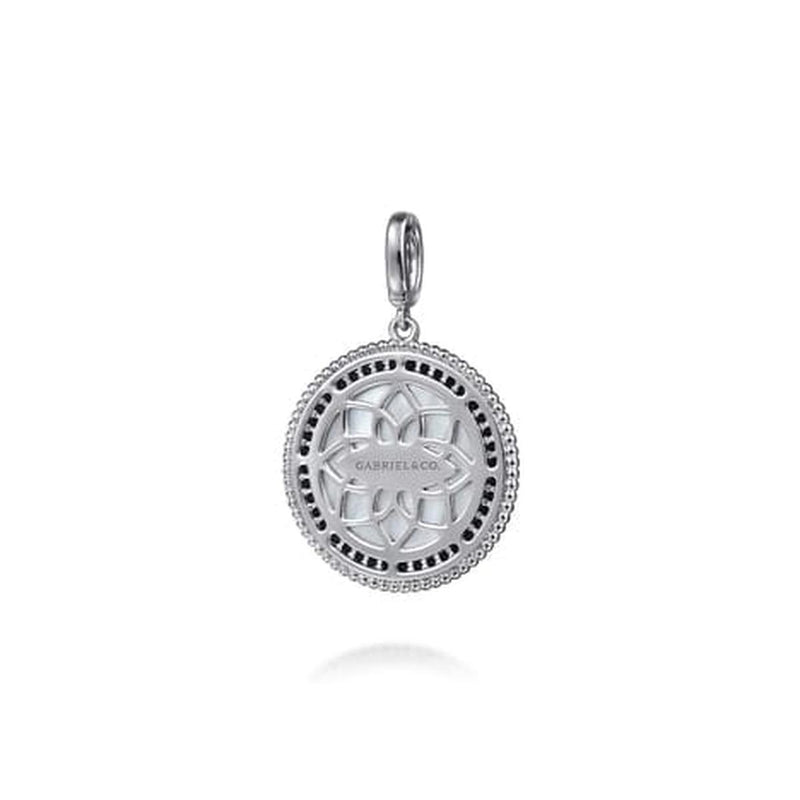 925 Sterling Silver White Mother Pearl and Black Spinel Bujukan Medallion Pendant - PT6635SVJMC-Gabriel & Co.-Renee Taylor Gallery