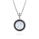925 Sterling Silver White Mother Pearl and Black Spinel Bujukan Medallion Pendant - PT6635SVJMC-Gabriel & Co.-Renee Taylor Gallery