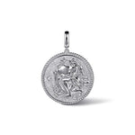 925 Sterling Silver White Sapphire Bujukan Aquarius Medallion Pendant - PT7592SVJWS-Gabriel & Co.-Renee Taylor Gallery
